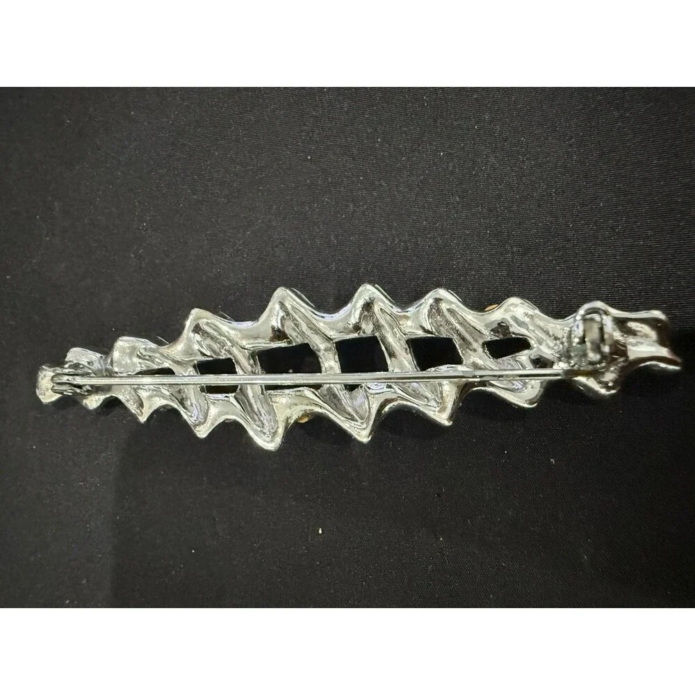 Vintage Silver Tone Spiral/Screw Brooch Pin Brilliant Blue Rhinestones Costume